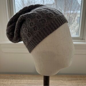 Portolano Gray Cable Knit Slouchy Beanie Cap Hat Natural Fibers Scandi Girl